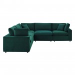 Commix Down Filled Overstuffed Performance Velvet 5-Piece Sectional Sofa