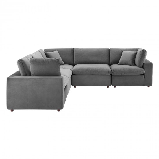 Commix Down Filled Overstuffed Performance Velvet 5-Piece Sectional Sofa