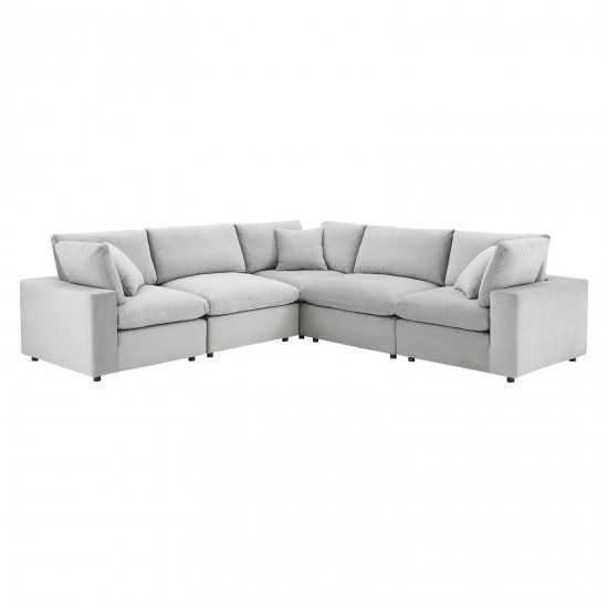 Commix Down Filled Overstuffed Performance Velvet 5-Piece Sectional Sofa