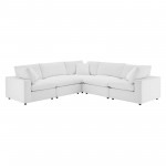 Commix Down Filled Overstuffed Performance Velvet 5-Piece Sectional Sofa