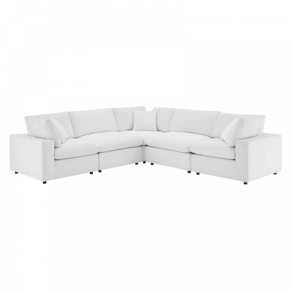 Commix Down Filled Overstuffed Performance Velvet 5-Piece Sectional Sofa