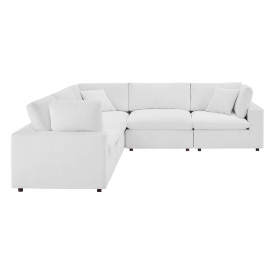 Commix Down Filled Overstuffed Performance Velvet 5-Piece Sectional Sofa