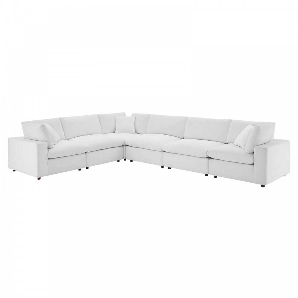 Commix Down Filled Overstuffed Performance Velvet 6-Piece Sectional Sofa