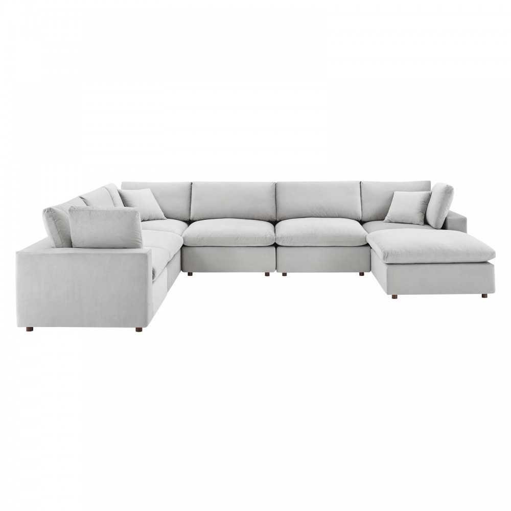 Commix Down Filled Overstuffed Performance Velvet 7-Piece Sectional Sofa