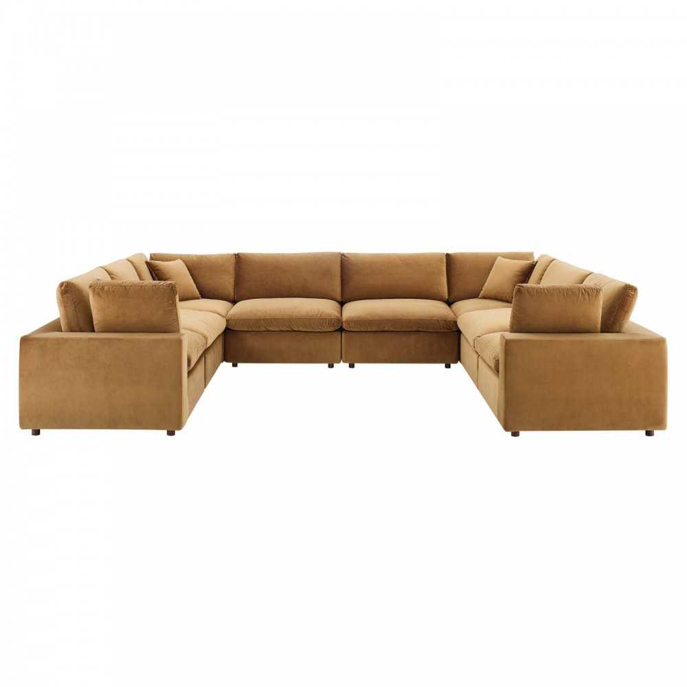 Commix Down Filled Overstuffed Performance Velvet 8-Piece Sectional Sofa