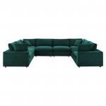 Commix Down Filled Overstuffed Performance Velvet 8-Piece Sectional Sofa