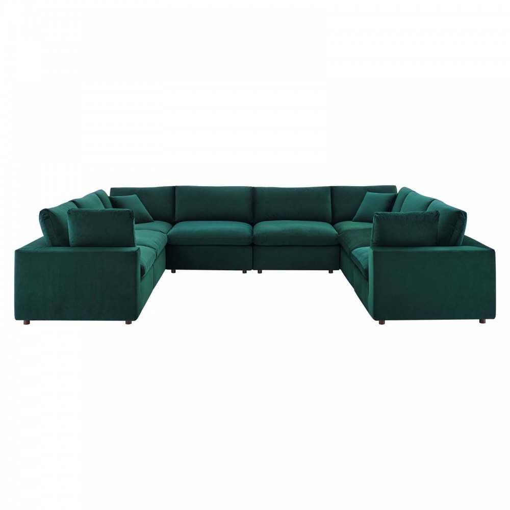 Commix Down Filled Overstuffed Performance Velvet 8-Piece Sectional Sofa