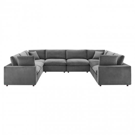 Commix Down Filled Overstuffed Performance Velvet 8-Piece Sectional Sofa