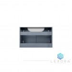 Geneva 30" Dark Grey Single Vanity, White Carrara Marble Top, White Square Sink and 30" LED Mirror w/ Faucet