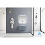 Geneva 30" Dark Grey Single Vanity, White Carrara Marble Top, White Square Sink and 30" LED Mirror