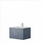 Geneva 30" Dark Grey Single Vanity, White Carrara Marble Top, White Square Sink and no Mirror