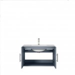 Geneva 30" Dark Grey Single Vanity, White Carrara Marble Top, White Square Sink and no Mirror