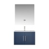Geneva 30" Navy Blue Single Vanity, White Carrara Marble Top, White Square Sink and 30" LED Mirror w/ Faucet