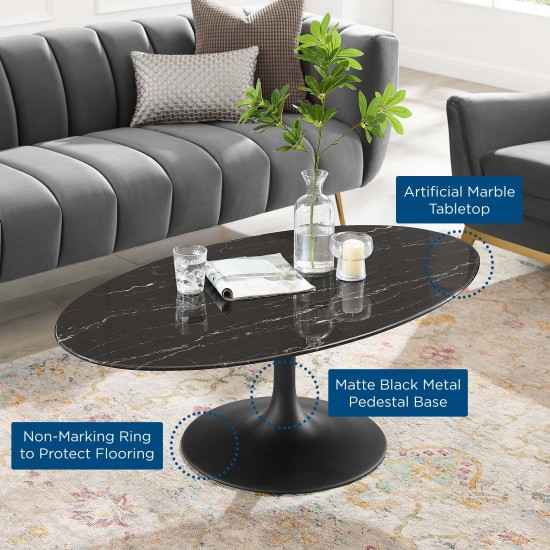 Lippa 48" Oval Artificial Marble Coffee Table