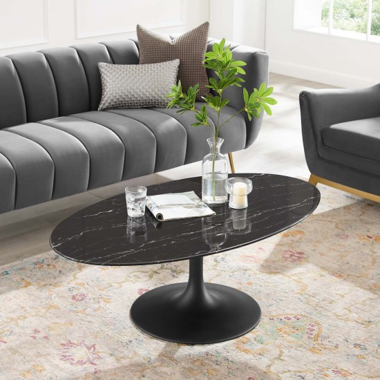 Lippa 48" Oval Artificial Marble Coffee Table