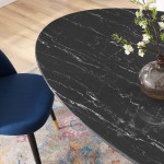 Lippa 78" Oval Artificial Marble Dining Table