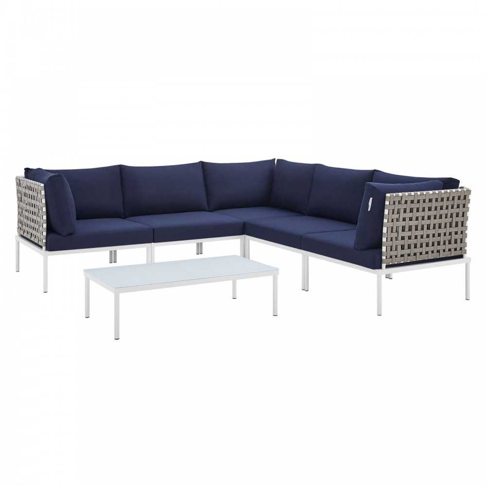 Harmony 6-Piece Sunbrella® Basket Weave Outdoor Patio Aluminum Sectional Sofa Set Harmony 6-Piece Sunbrella® Basket Weave Outdoor Patio Aluminum Sectional Sofa Set