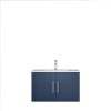 Geneva 30" Navy Blue Single Vanity, White Carrara Marble Top, White Square Sink and no Mirror