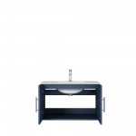 Geneva 30" Navy Blue Single Vanity, White Carrara Marble Top, White Square Sink and no Mirror