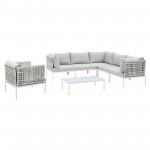 Harmony 7-Piece Sunbrella® Basket Weave Outdoor Patio Aluminum Sectional Sofa Set