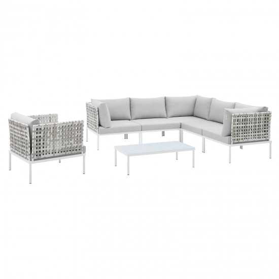 Harmony 7-Piece Sunbrella® Basket Weave Outdoor Patio Aluminum Sectional Sofa Set
