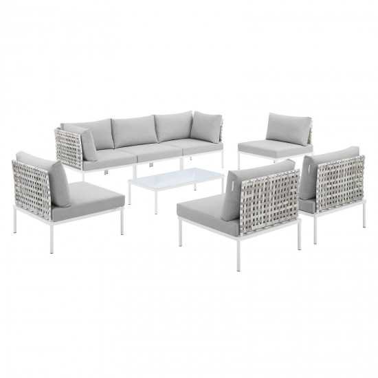 Harmony 8-Piece Sunbrella® Basket Weave Outdoor Patio Aluminum Sectional Sofa Set