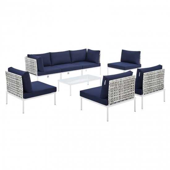 Harmony 8-Piece Sunbrella® Basket Weave Outdoor Patio Aluminum Sectional Sofa Set