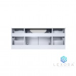 Geneva 48" Glossy White Single Vanity, White Carrara Marble Top, White Square Sink and 48" LED Mirror