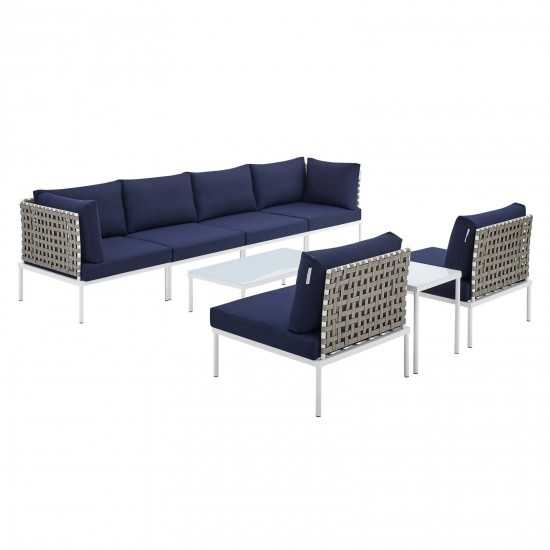 Harmony 8-Piece Sunbrella® Basket Weave Outdoor Patio Aluminum Sectional Sofa Set