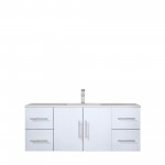 Geneva 48" Glossy White Single Vanity, White Carrara Marble Top, White Square Sink and no Mirror