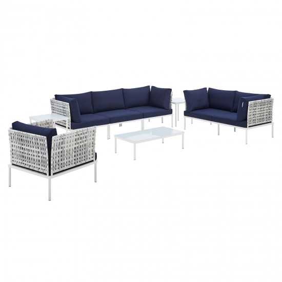 Harmony 8-Piece Sunbrella® Basket Weave Outdoor Patio Aluminum Seating Set