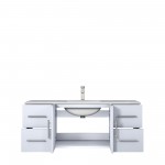 Geneva 48" Glossy White Single Vanity, White Carrara Marble Top, White Square Sink and no Mirror