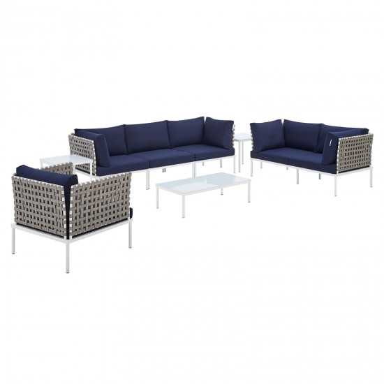 Harmony 8-Piece Sunbrella® Basket Weave Outdoor Patio Aluminum Seating Set