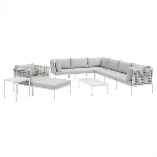 Harmony 10-Piece Sunbrella® Basket Weave Outdoor Patio Aluminum Sectional Sofa Set