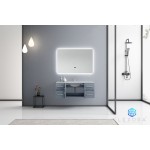 Geneva 48" Dark Grey Single Vanity, White Carrara Marble Top, White Square Sink and 48" LED Mirror