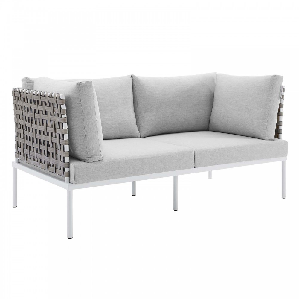 Harmony Sunbrella® Basket Weave Outdoor Patio Aluminum Loveseat Harmony Sunbrella® Basket Weave Outdoor Patio Aluminum Loveseat