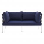 Harmony Sunbrella® Basket Weave Outdoor Patio Aluminum Loveseat