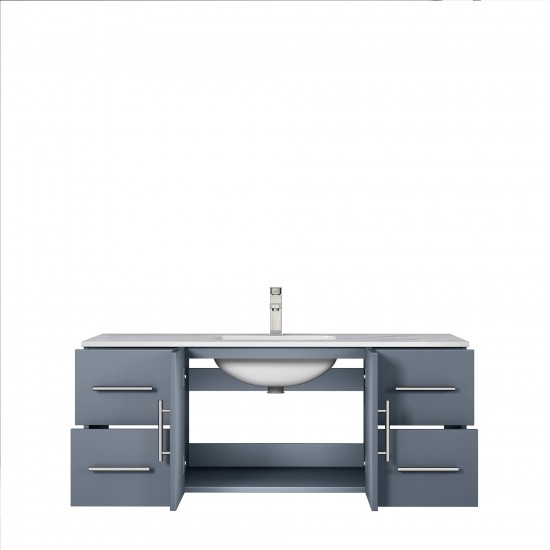 Geneva 48" Dark Grey Single Vanity, White Carrara Marble Top, White Square Sink and no Mirror