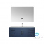 Geneva 48" Navy Blue Single Vanity, White Carrara Marble Top, White Square Sink and 48" LED Mirror w/ Faucet