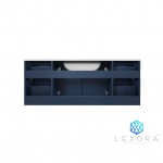 Geneva 48" Navy Blue Single Vanity, White Carrara Marble Top, White Square Sink and 48" LED Mirror w/ Faucet