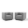 Conjure Tufted Armchair Upholstered Fabric Set of 2