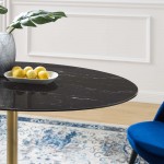 Lippa 54" Oval Artificial Marble Dining Table