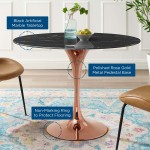 Lippa 42" Oval Artificial Marble Dining Table