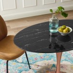 Lippa 42" Oval Artificial Marble Dining Table