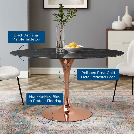 Lippa 54" Oval Artificial Marble Dining Table