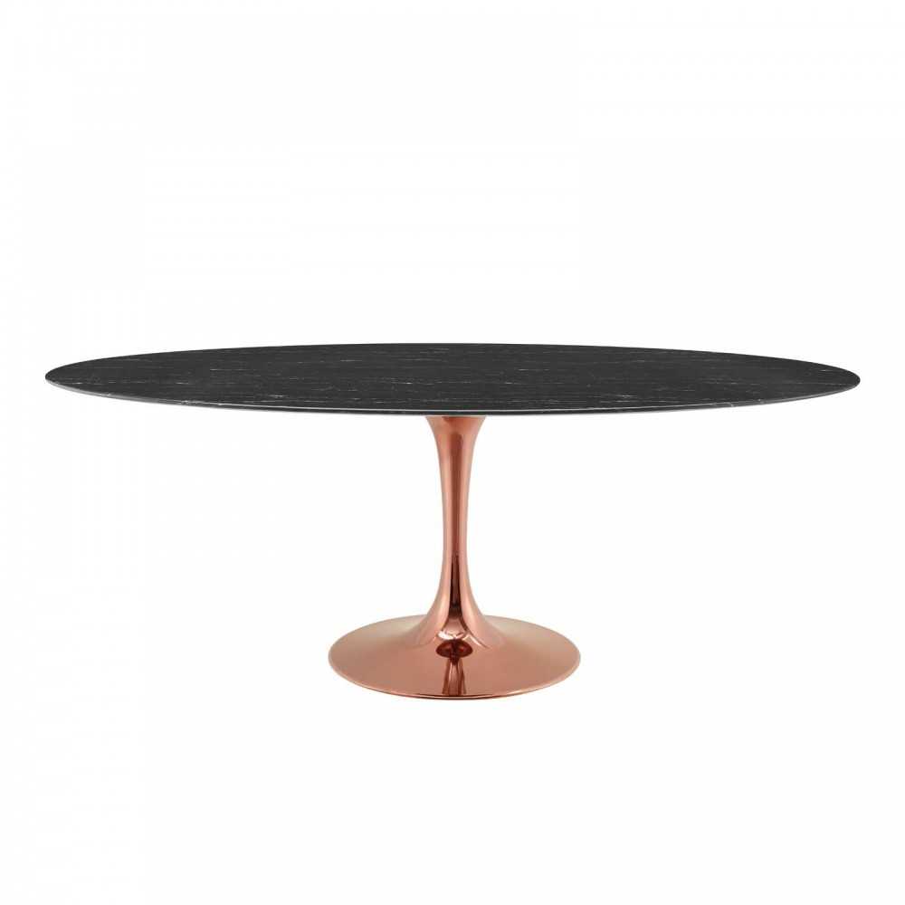 Lippa 78" Oval Artificial Marble Dining Table