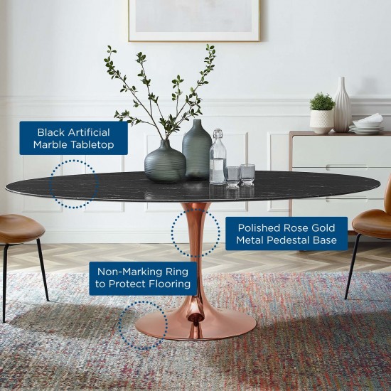 Lippa 78" Oval Artificial Marble Dining Table