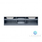 Geneva 72" Dark Grey Double Vanity, White Carrara Marble Top, White Square Sinks and 30" LED Mirrors