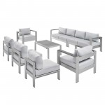 Shore Sunbrella® Fabric Outdoor Patio Aluminum 8 Piece Sectional Sofa Set