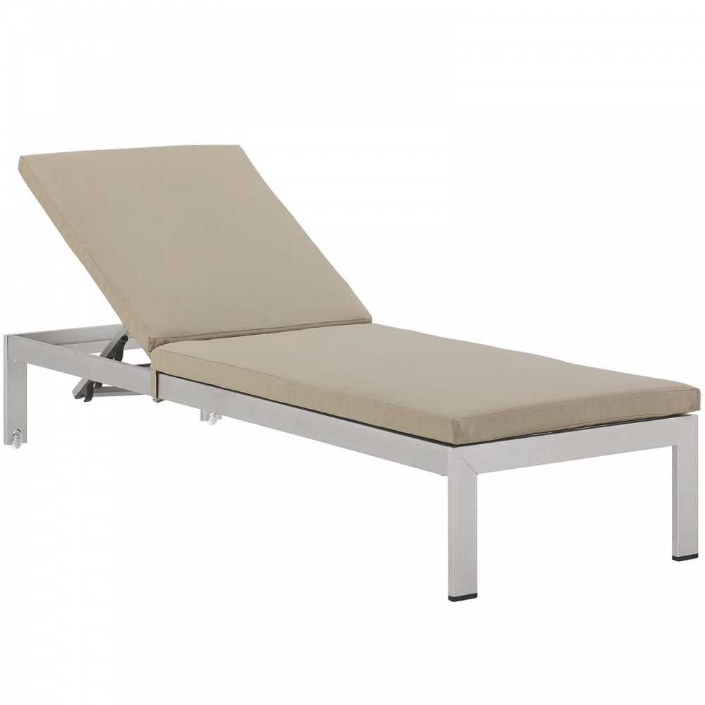 Shore Outdoor Patio Aluminum Chaise with Cushions